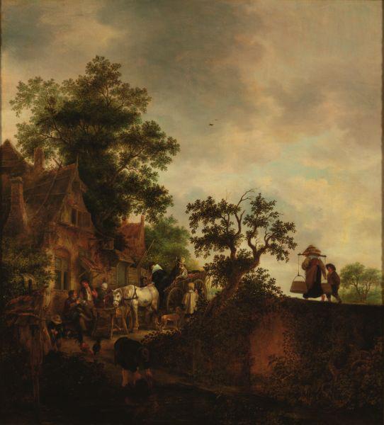 Isaac van Ostade Travellers Halting at an Inn oil painting picture
